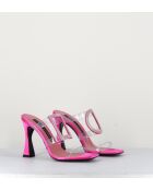 Rosafarbene Pantolettensandalen mit 10 cm Absatz