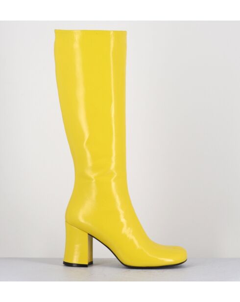 Bottes en cuir jaunes - Talon 7.5cm