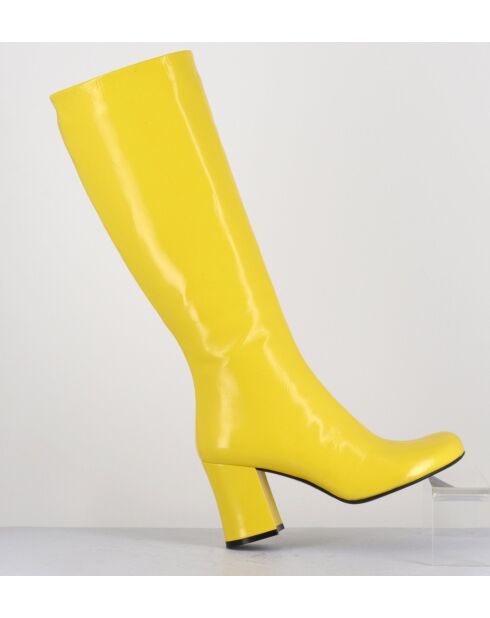 Bottes en cuir jaunes - Talon 7.5cm