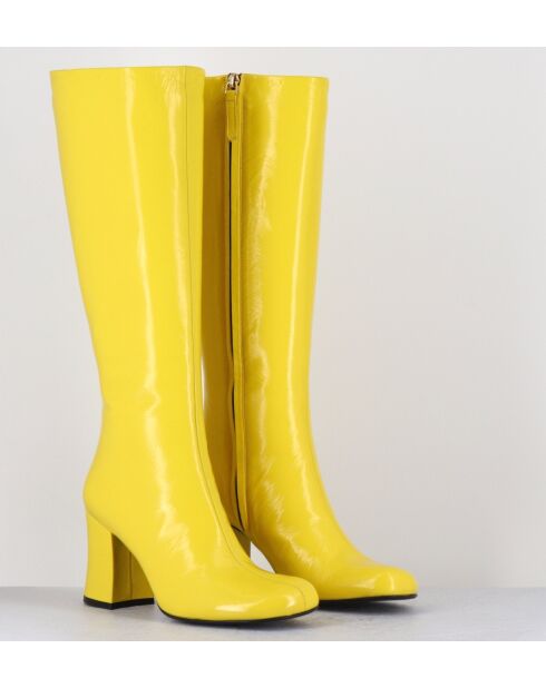 Bottes en cuir jaunes - Talon 7.5cm