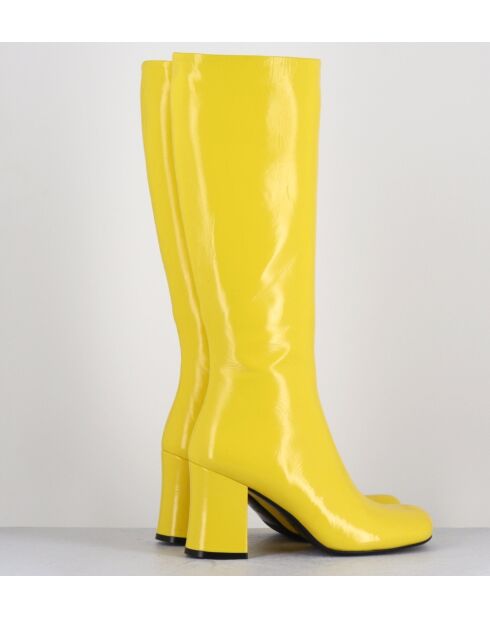 Bottes en cuir jaunes - Talon 7.5cm