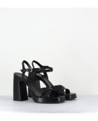Plateausandalen aus schwarzem Leder mit 11 cm Absatz