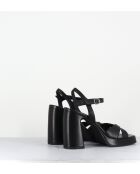Plateausandalen aus schwarzem Leder mit 11 cm Absatz