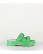 Grüne Pantolettensandalen aus Leder - 5 cm Absatz