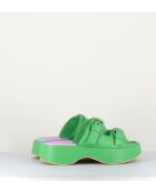 Grüne Pantolettensandalen aus Leder - 5 cm Absatz