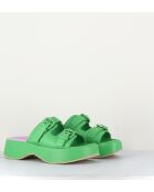 Grüne Pantolettensandalen aus Leder - 5 cm Absatz