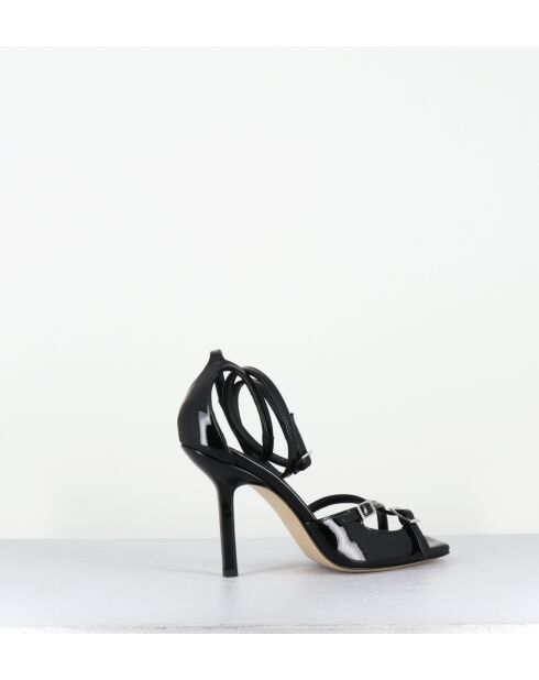 Sandales à haut talon en cuir noires - Talon 10cm