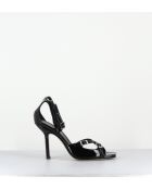 Sandales à haut talon en cuir noires - Talon 10cm