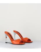 Mules de piel naranjas - tacón de 10 cm