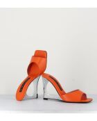 Mules de piel naranjas - tacón de 10 cm
