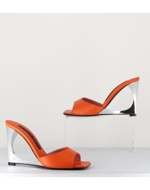 Mules de piel naranjas - tacón de 10 cm