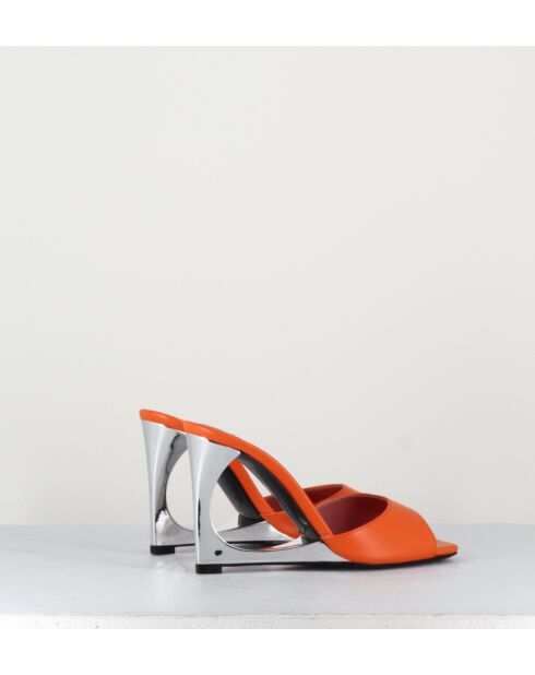 Mules de piel naranjas - tacón de 10 cm