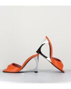 Mules de piel naranjas - tacón de 10 cm