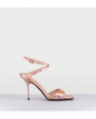 Rosafarbene Ledersandalen mit hohem Absatz - 10 cm Absatz