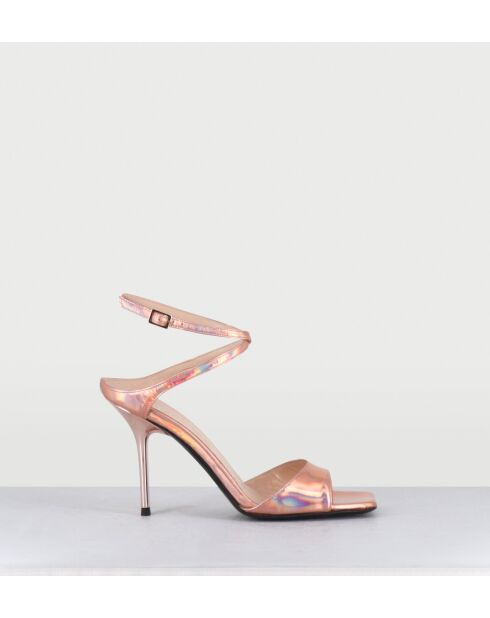 Rosafarbene Ledersandalen mit hohem Absatz - 10 cm Absatz