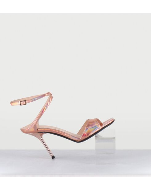 Rosafarbene Ledersandalen mit hohem Absatz - 10 cm Absatz