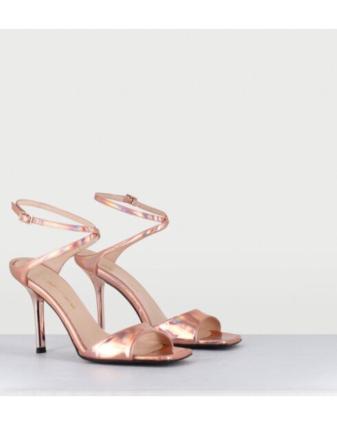 Rosafarbene Ledersandalen mit hohem Absatz - 10 cm Absatz