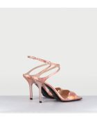 Rosafarbene Ledersandalen mit hohem Absatz - 10 cm Absatz