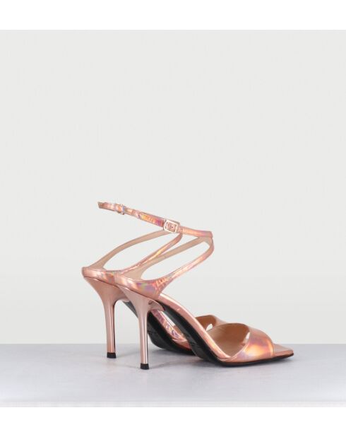 Rosafarbene Ledersandalen mit hohem Absatz - 10 cm Absatz