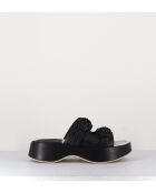 Sandali mule neri in pelle - tacco 5cm