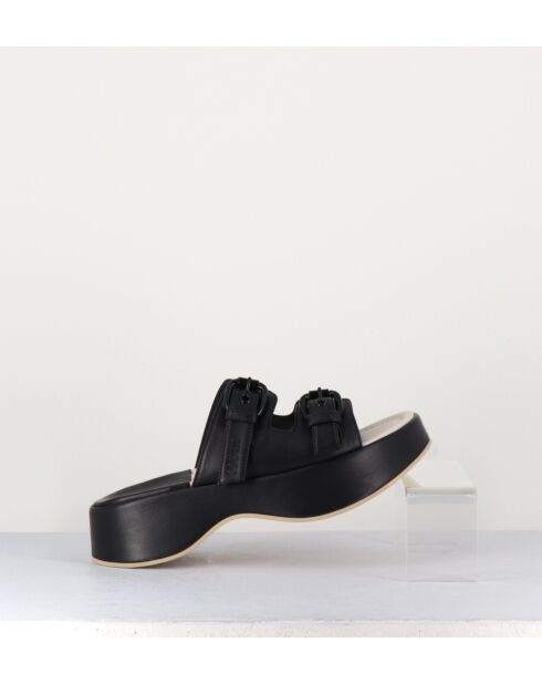 Sandali mule neri in pelle - tacco 5cm