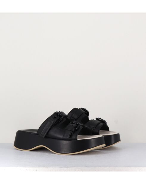 Sandali mule neri in pelle - tacco 5cm