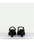 Schwarze geschlossene Pantolette aus Satin — 6,5 cm Absatz