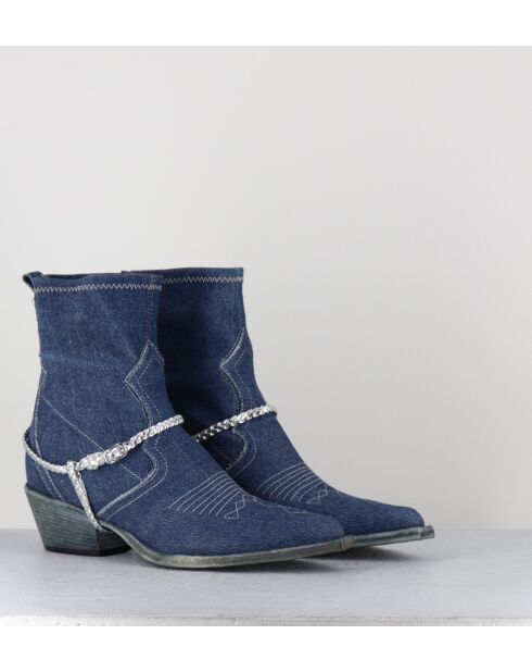 Blaue Jeans-Cowboystiefel