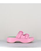 Rosafarbene Pantolettensandalen aus Leder - 5 cm Absatz