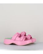 Rosafarbene Pantolettensandalen aus Leder - 5 cm Absatz