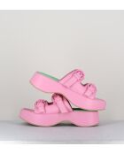 Rosafarbene Pantolettensandalen aus Leder - 5 cm Absatz