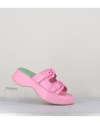 Rosafarbene Pantolettensandalen aus Leder - 5 cm Absatz