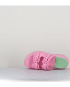 Rosafarbene Pantolettensandalen aus Leder - 5 cm Absatz