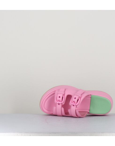 Rosafarbene Pantolettensandalen aus Leder - 5 cm Absatz