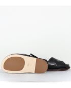 Sandalias tipo mules con cuña de piel blanca, tacón de 9,5 cm