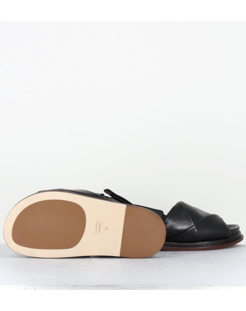 Sandalias tipo mules con cuña de piel blanca, tacón de 9,5 cm