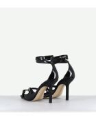 Sandales à haut talon en cuir noires - Talon 10cm