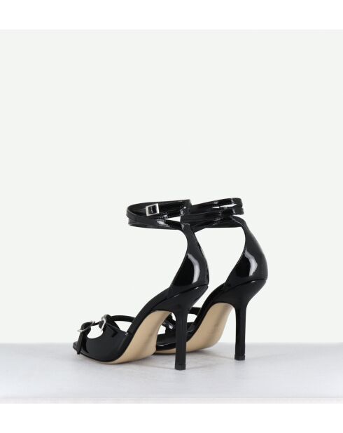 Sandales à haut talon en cuir noires - Talon 10cm