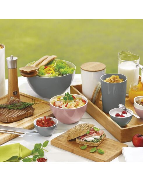 Set di 3 tazze grigio/bianche - 12,5 cm