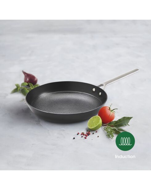 Poêle en fonte d'acier noir ultra légère avec revêtement antiadhésif en nid d'abeille - 24 cm