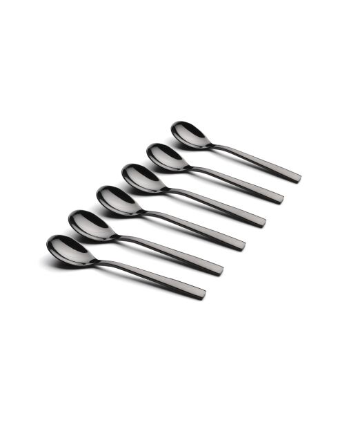 Set mit 6 Kaffeelöffeln in glänzendem Schwarz -13,8 cm