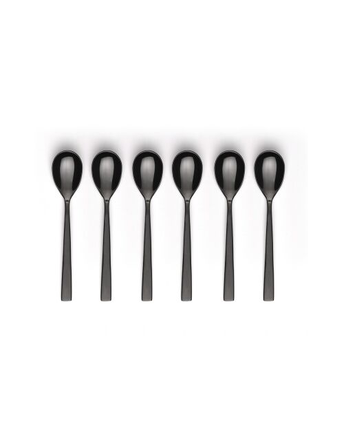 Set mit 6 Kaffeelöffeln in glänzendem Schwarz -13,8 cm
