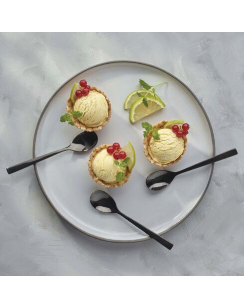 Set mit 6 Kaffeelöffeln in glänzendem Schwarz -13,8 cm