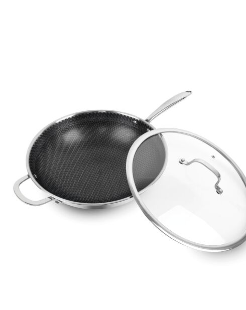Wok Multinox Pro trois couches structure nid d’abeille - 30 cm