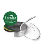 Wok Multinox Pro trois couches structure nid d’abeille - 30 cm
