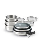 Batterie empilable anti-adhésive Ceramic avec poignée amovible 10 pièces argenté - 16 + 18 + 20 cm + 20 + 24 + 26 cm