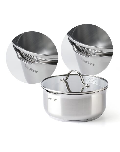 Batterie empilable anti-adhésive Ceramic avec poignée amovible 10 pièces argenté - 16 + 18 + 20 cm + 20 + 24 + 26 cm