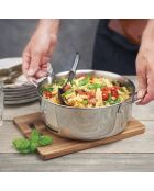 Batterie de cuisine en acier inoxydable triply 9 pièces argenté -20 + 24 + 28 + 16 + 22 + 24 cm