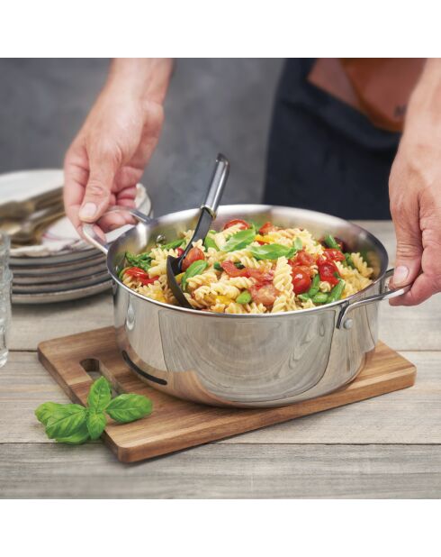 Batterie de cuisine en acier inoxydable triply 9 pièces argenté -20 + 24 + 28 + 16 + 22 + 24 cm