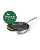 Batterie de cuisine en acier inoxydable triply 9 pièces argenté -20 + 24 + 28 + 16 + 22 + 24 cm